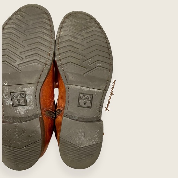 $389 Veronica Short Belted Cognac Leather Fringe Moto Vintage Combat Ankle Boot - Picture 12 of 15